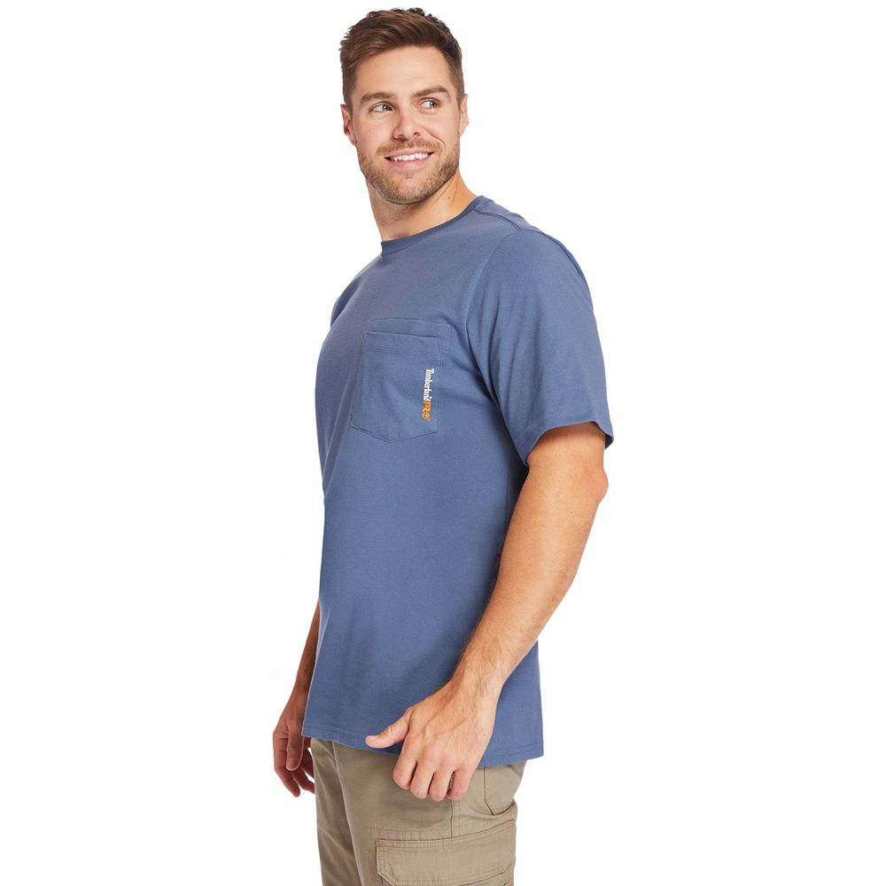 Tricouri Timberland Barbati Albastri - Pro® Big & Tall Base Plate Short-Sleeve - Romania - ABMNXJ107